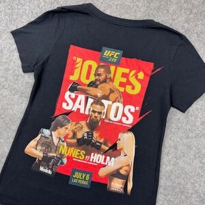 UFC T Shirt Women Large Black 239 Jones Santos Nunes Holm MMA Graphic V-Neck Tee